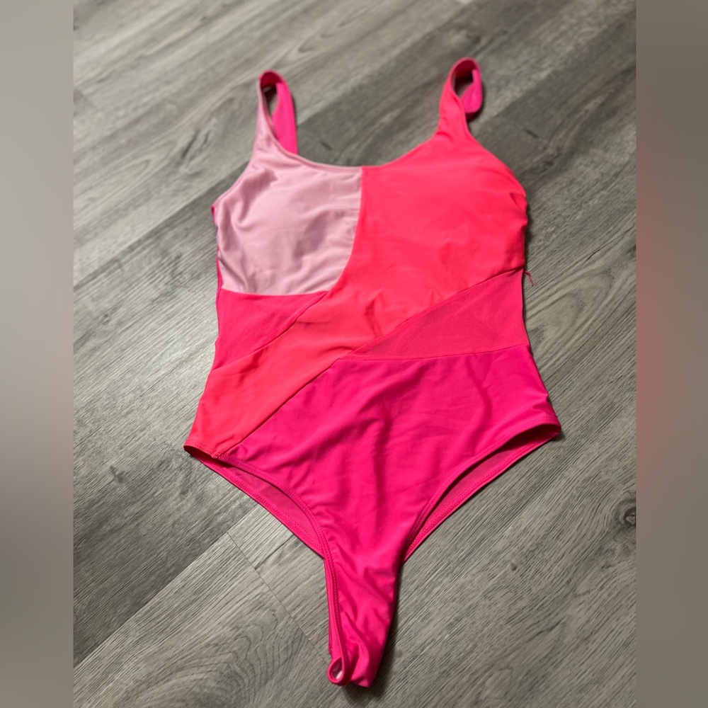 SHEIN Pink Block One Piece bathing suit